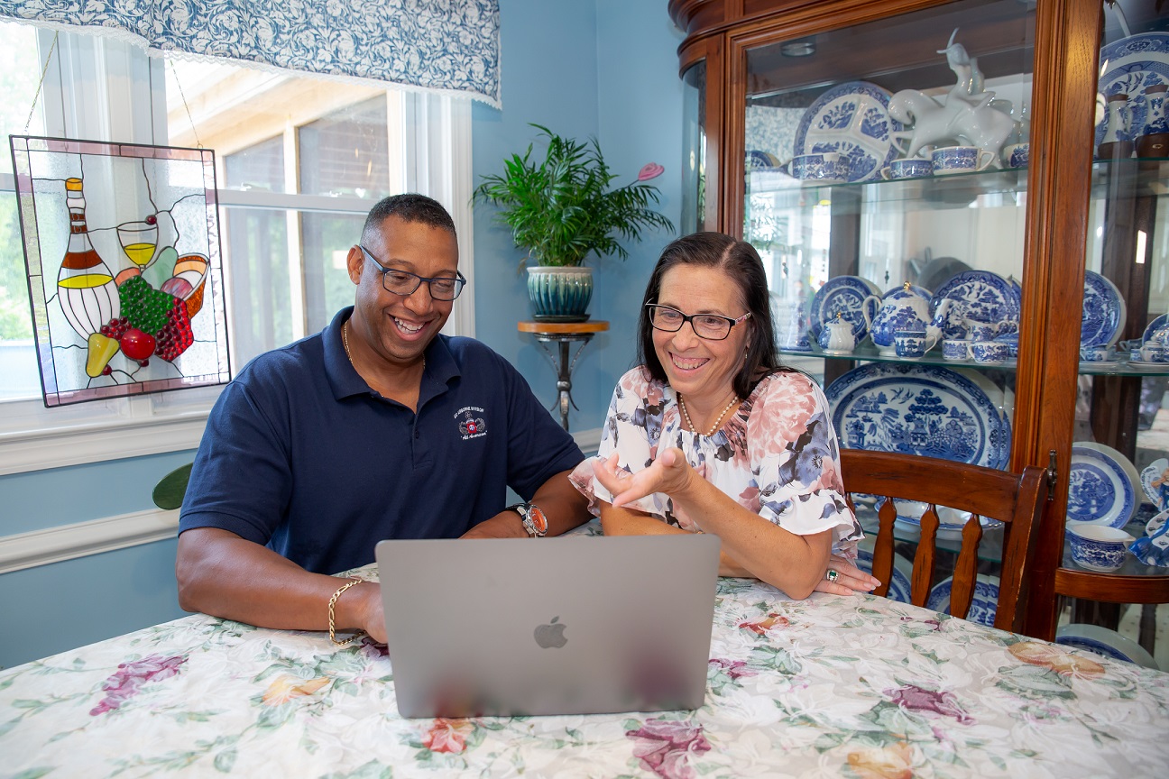 Family around computer